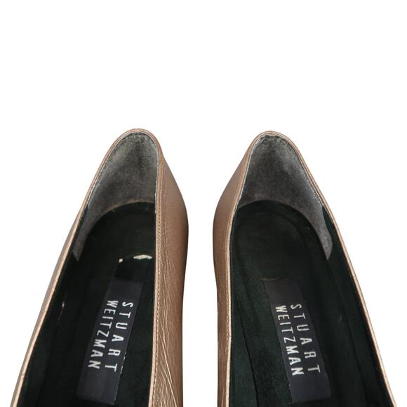 Stuart Weitzman Shoes Womens 8.5 Pump Classic Retro Leather Metallic Chunky Heel - Picture 3 of 13